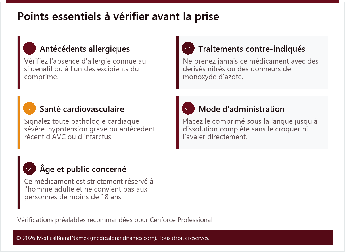 Points essentiels à vérifier avant la prise
