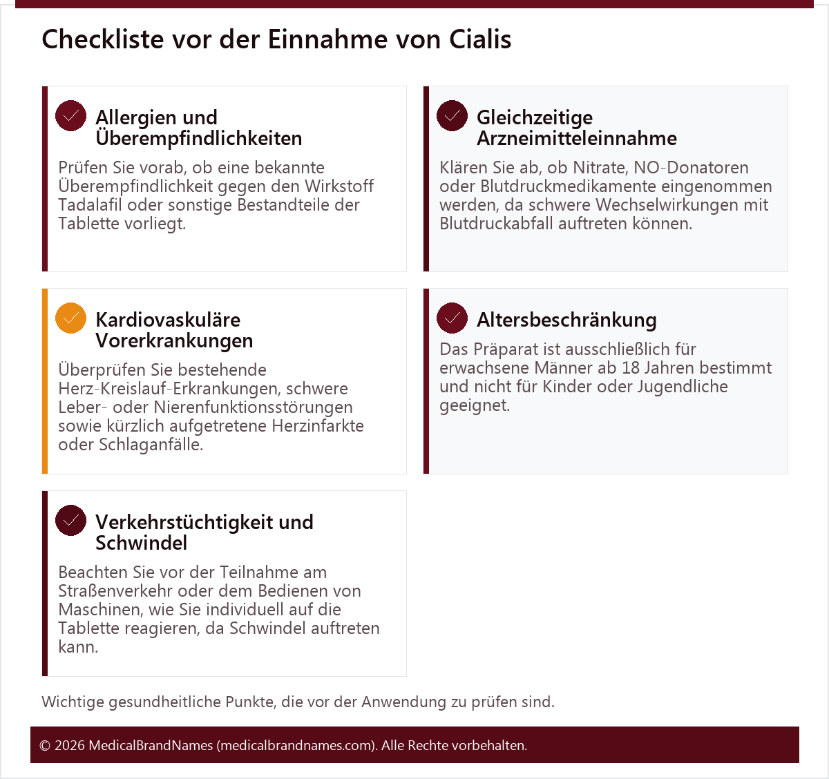 Checkliste vor der Einnahme von Cialis
