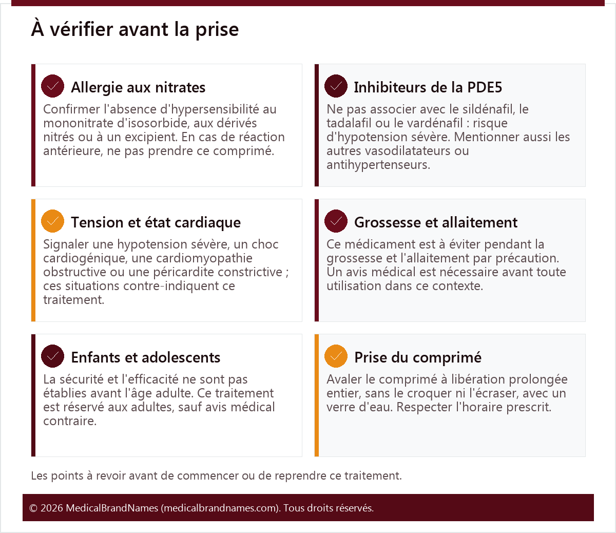 À vérifier avant la prise