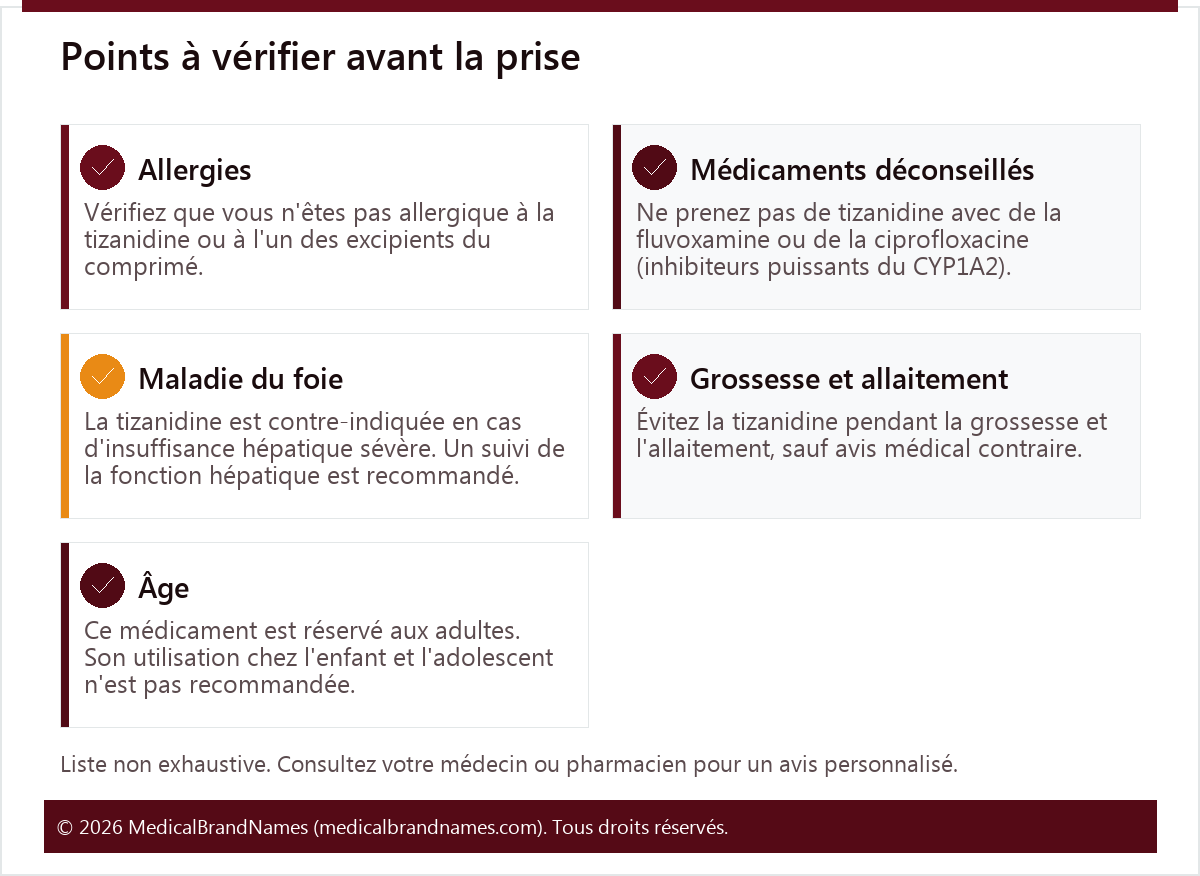 Points à vérifier avant la prise